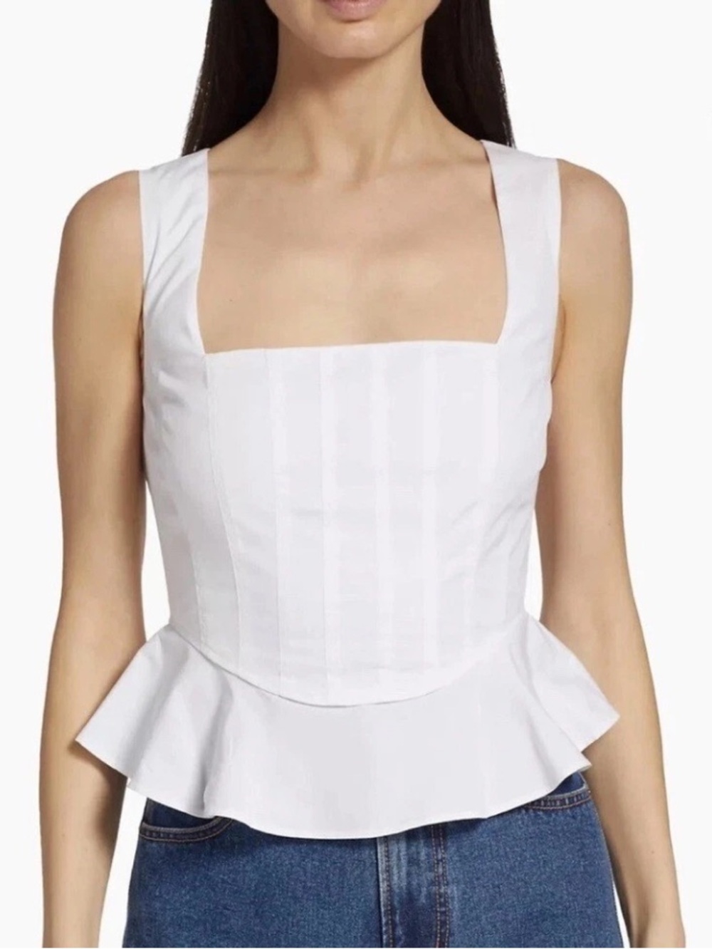 Veronica Beard White Structured Peplum Top New